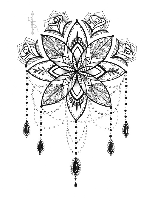 Tattoo Artist Lotus Print Mandala Drawing PNG Image