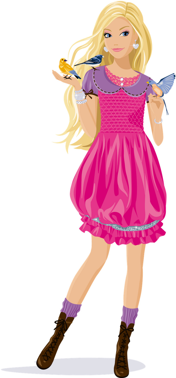 Vector Pink Doll Dress Barbie PNG Image