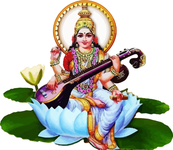 Vasant Panchami Veena Saraswati Rudra For Happy Greeting Cards PNG Image