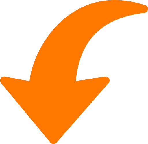 Curved Arrow Left To Bottom Orange Icon