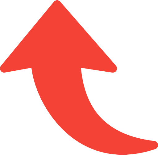 Curved Arrow Left To Top Red Icon