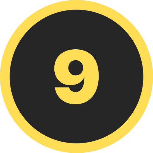 Number Nine Round Icon