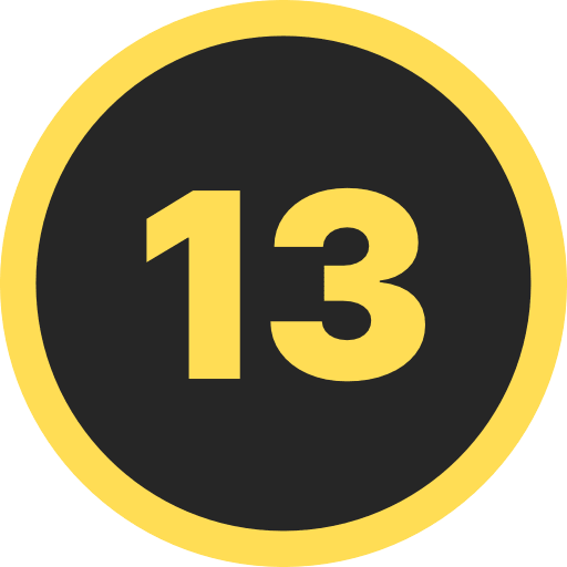 Number Thirteen Round Icon