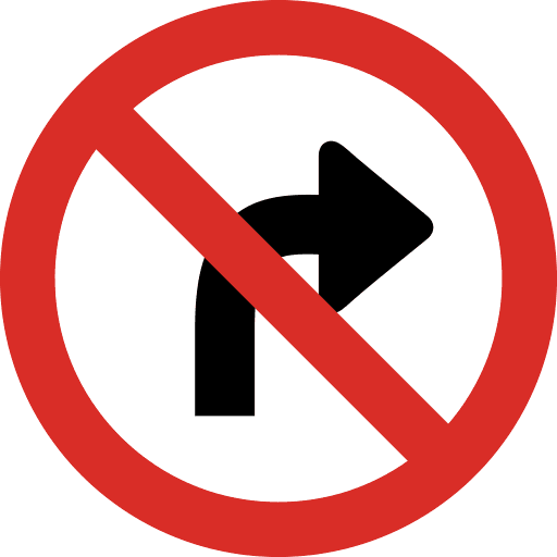 No Right Turn Sign Icon