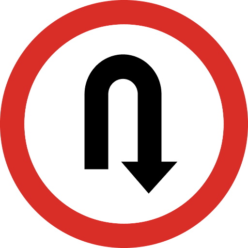 U Turn Sign Icon