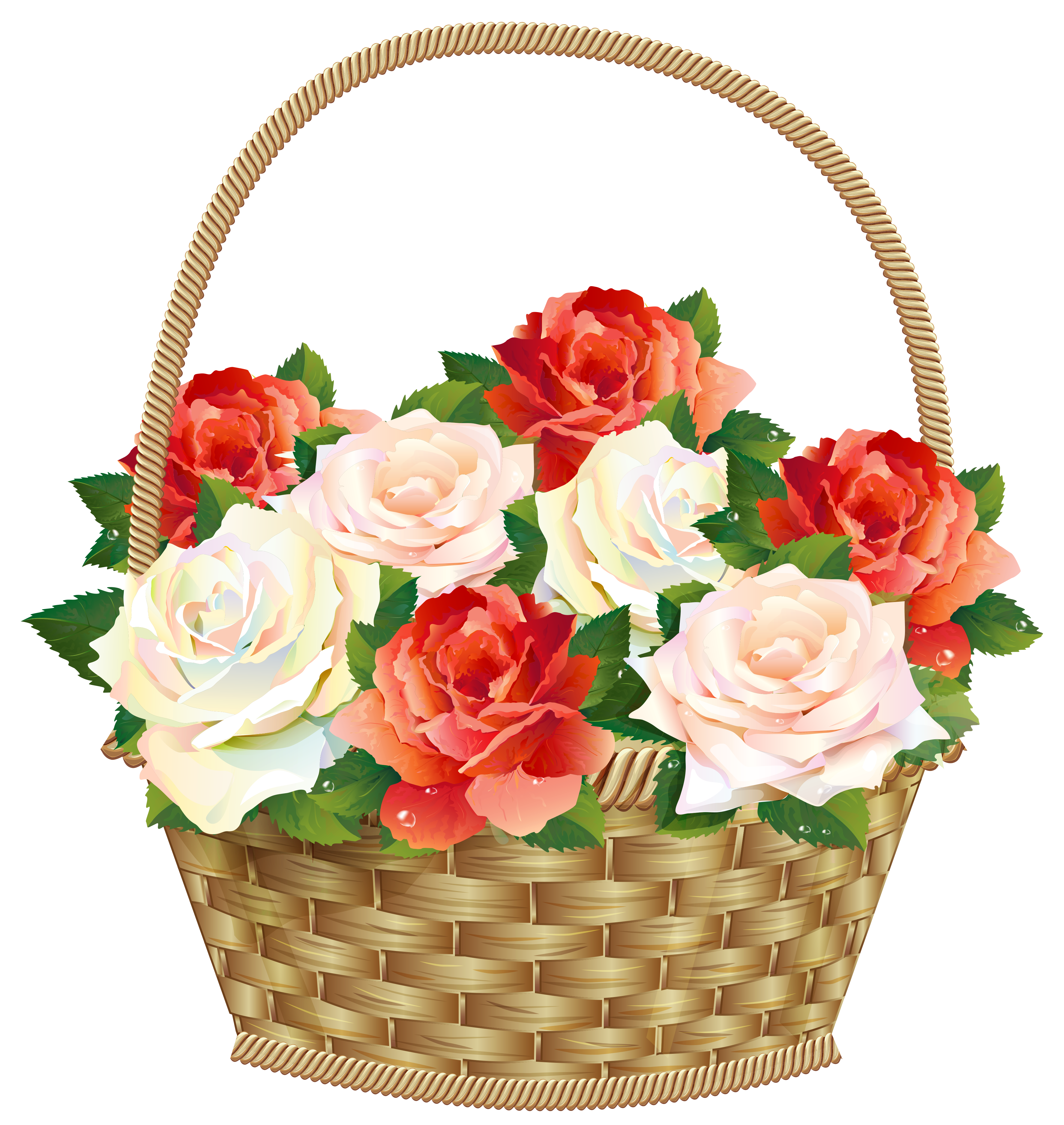 Basket Roses In Transparent Icon PNG File HD Icon