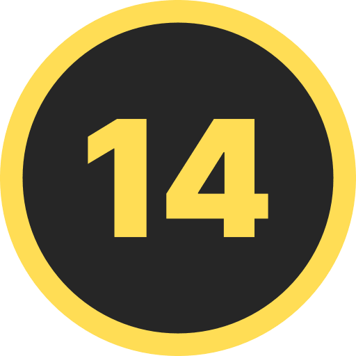 Number Fourteen Round Icon