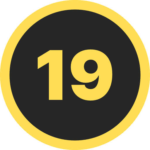 Number Nineteen Round Icon