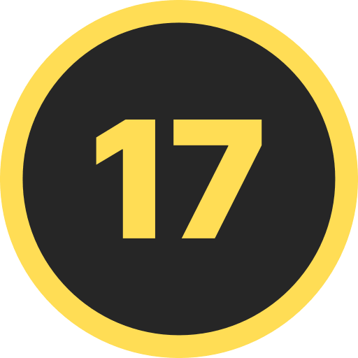 Number Seventeen Round Icon