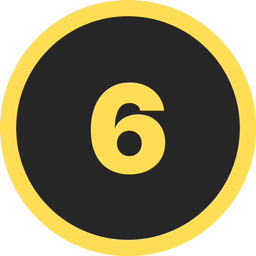 Number Six Round Icon