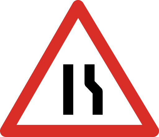 Left Lane Ends Sign Icon