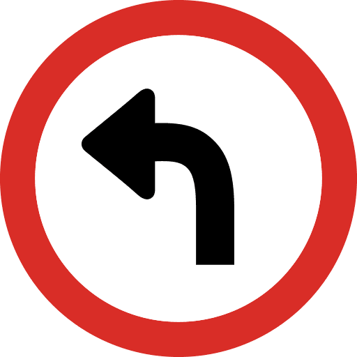 Left Turn Sign Icon