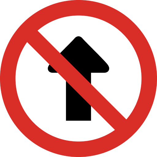 No Straight Sign Icon