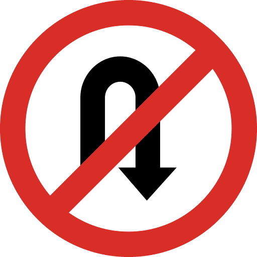 No U Turn Sign Icon