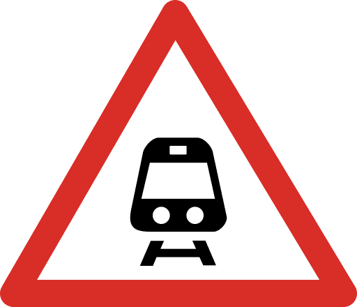 Tram Crossing Ahead Sign Icon