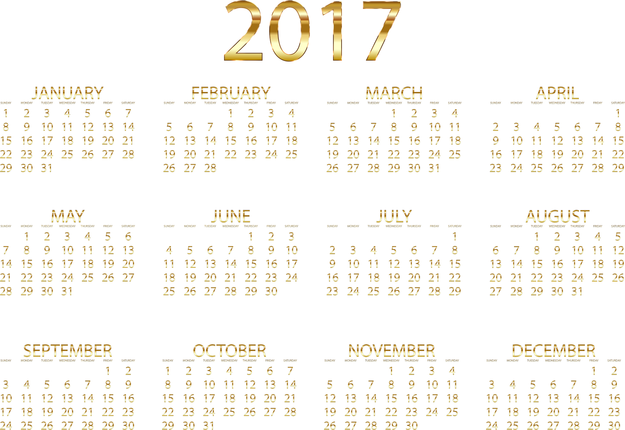 2017 Calendar Png (1) Transparent PNG Image