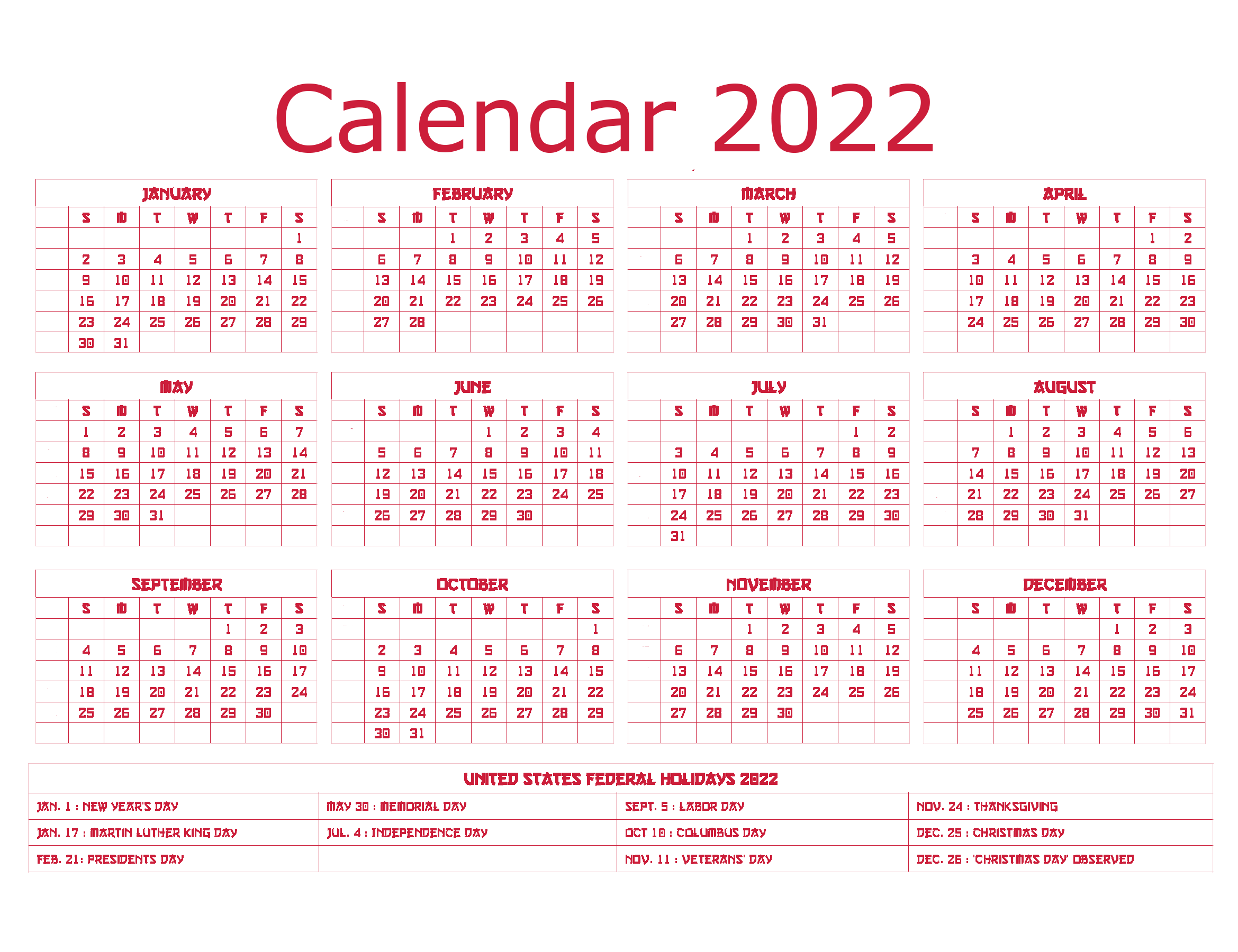 Calendar 2022 Year PNG Download Free Transparent PNG Image