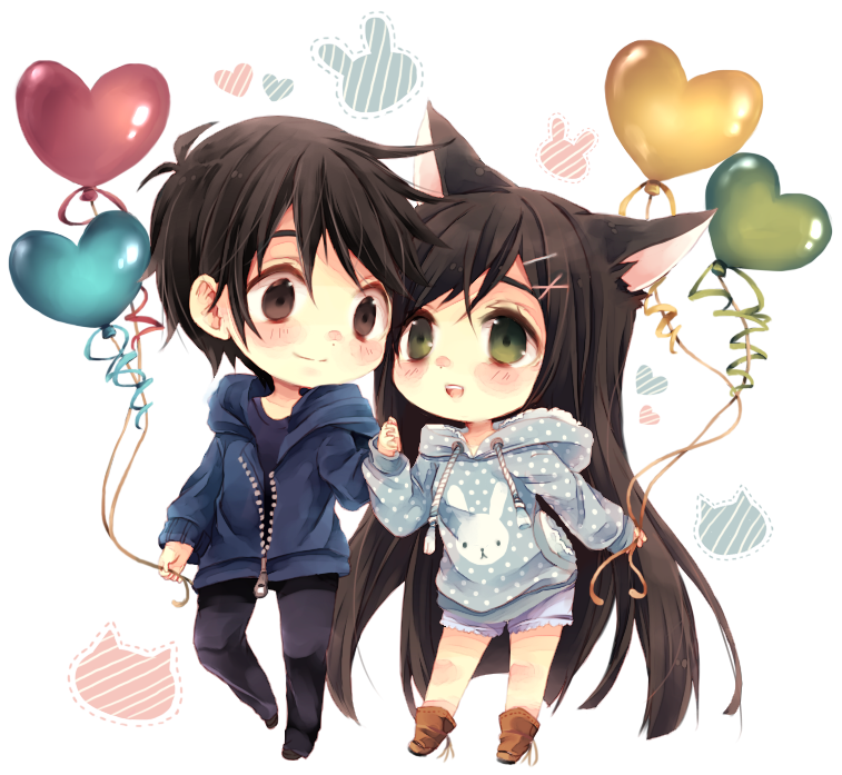 Chibi Couple Anime Free Photo Transparent PNG Image