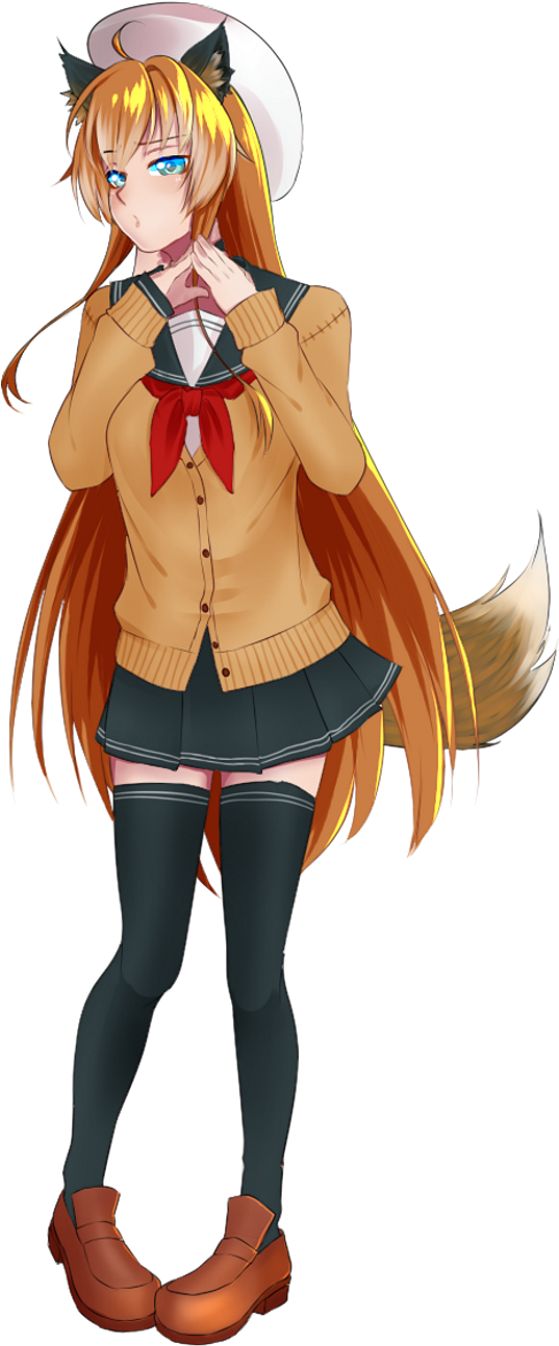 School Anime Girl Free Photo Transparent PNG Image