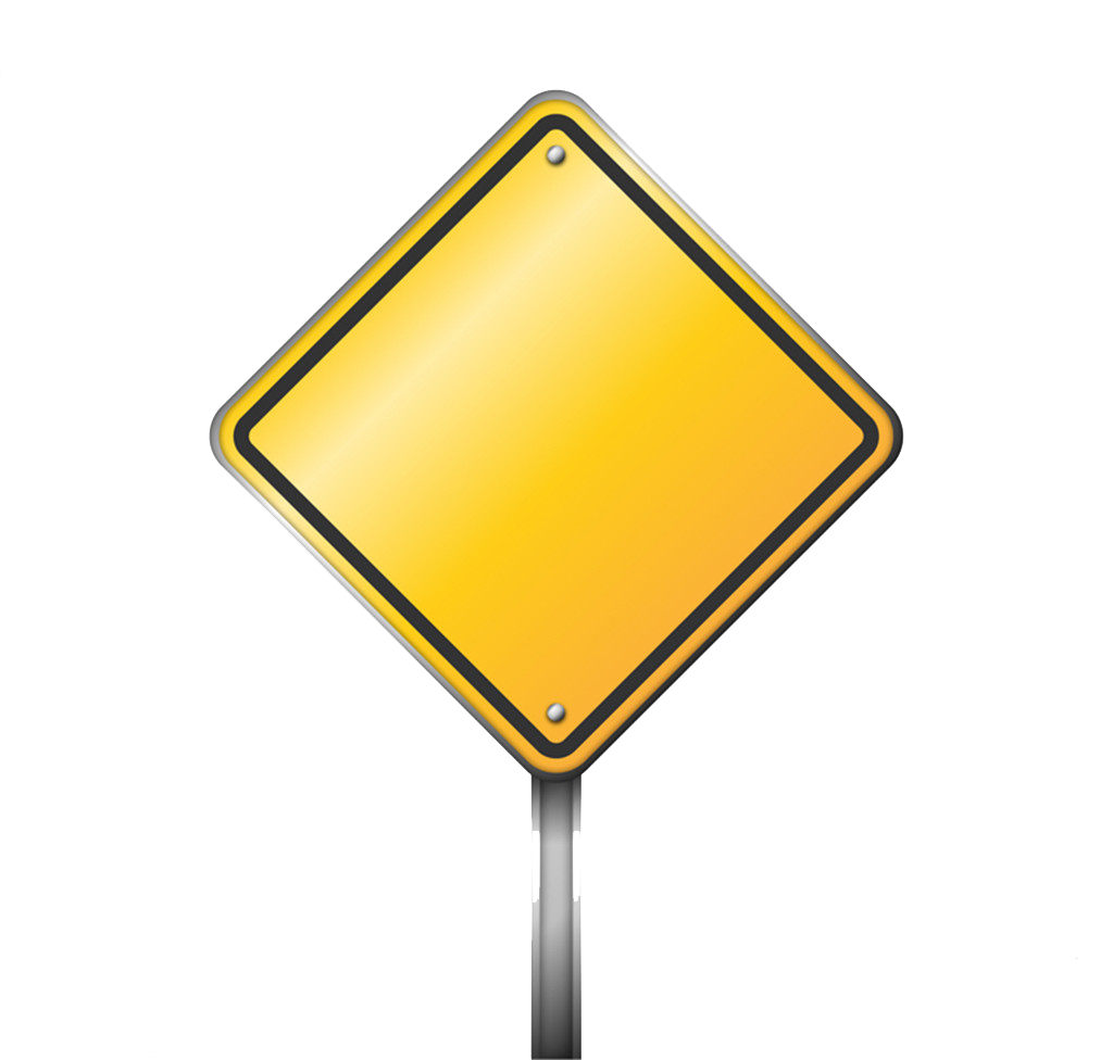 Signs Yellow Sign Warning Traffic Blank Road Transparent PNG Image