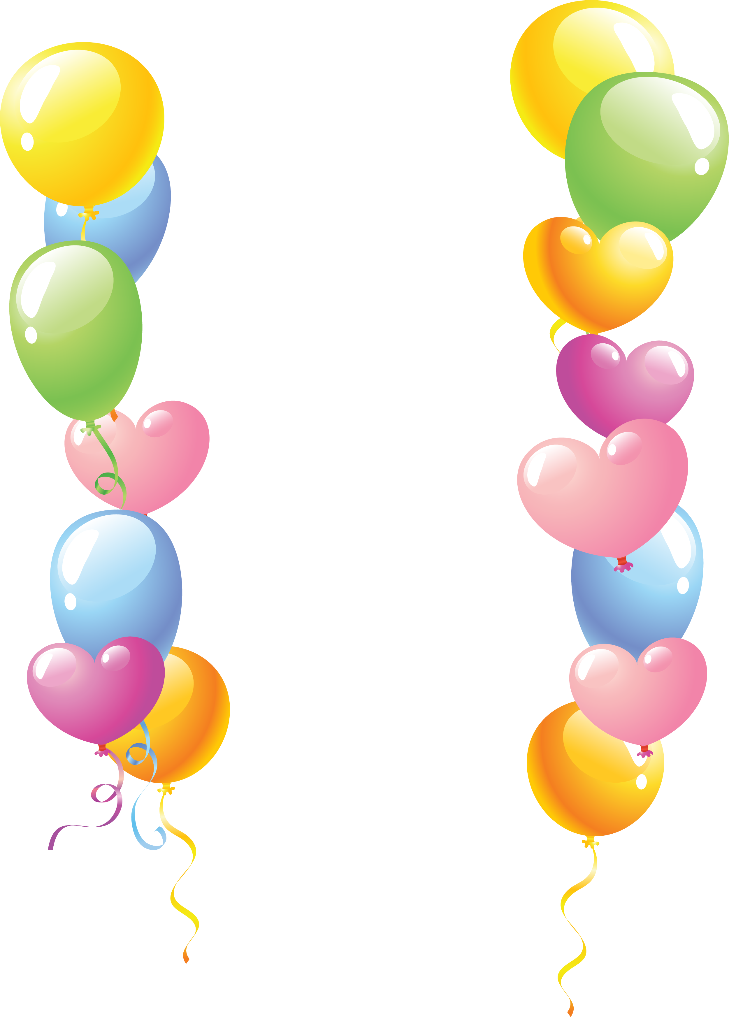 Color Heart Balloon Border Free PNG HQ Transparent PNG Image