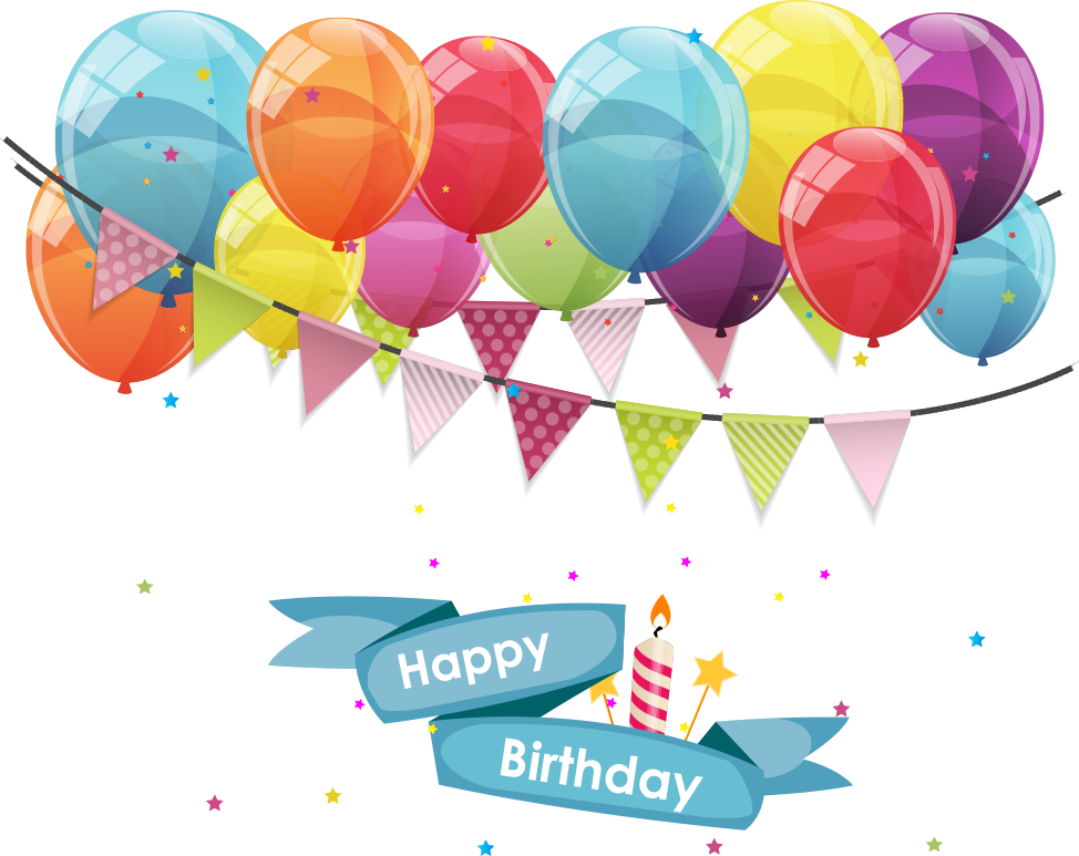 Gift Balloon Greeting Birthday Vector Flags Card Transparent PNG Image