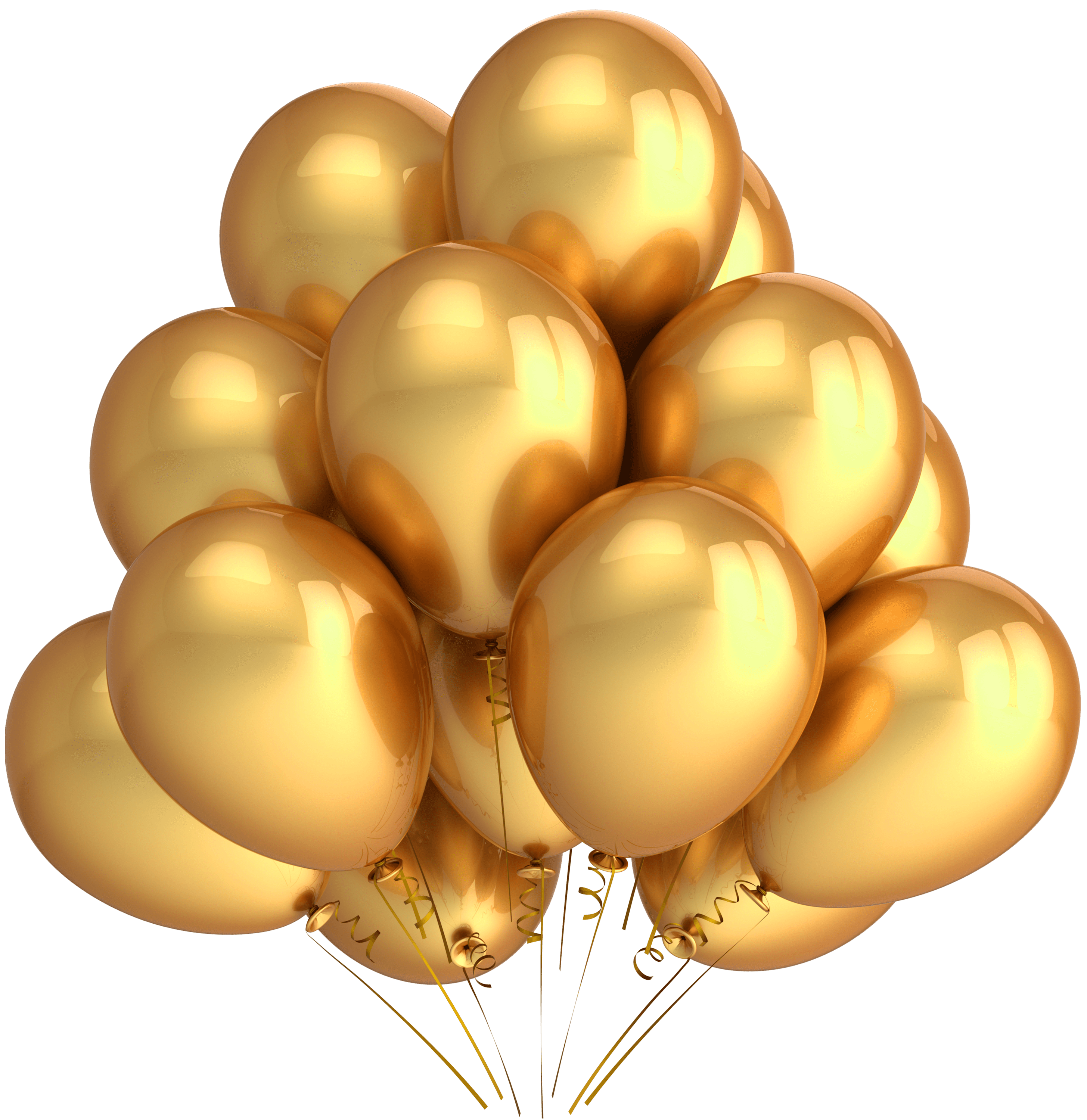 Golden Of Balloons Bunch HQ Image Free Transparent PNG Image