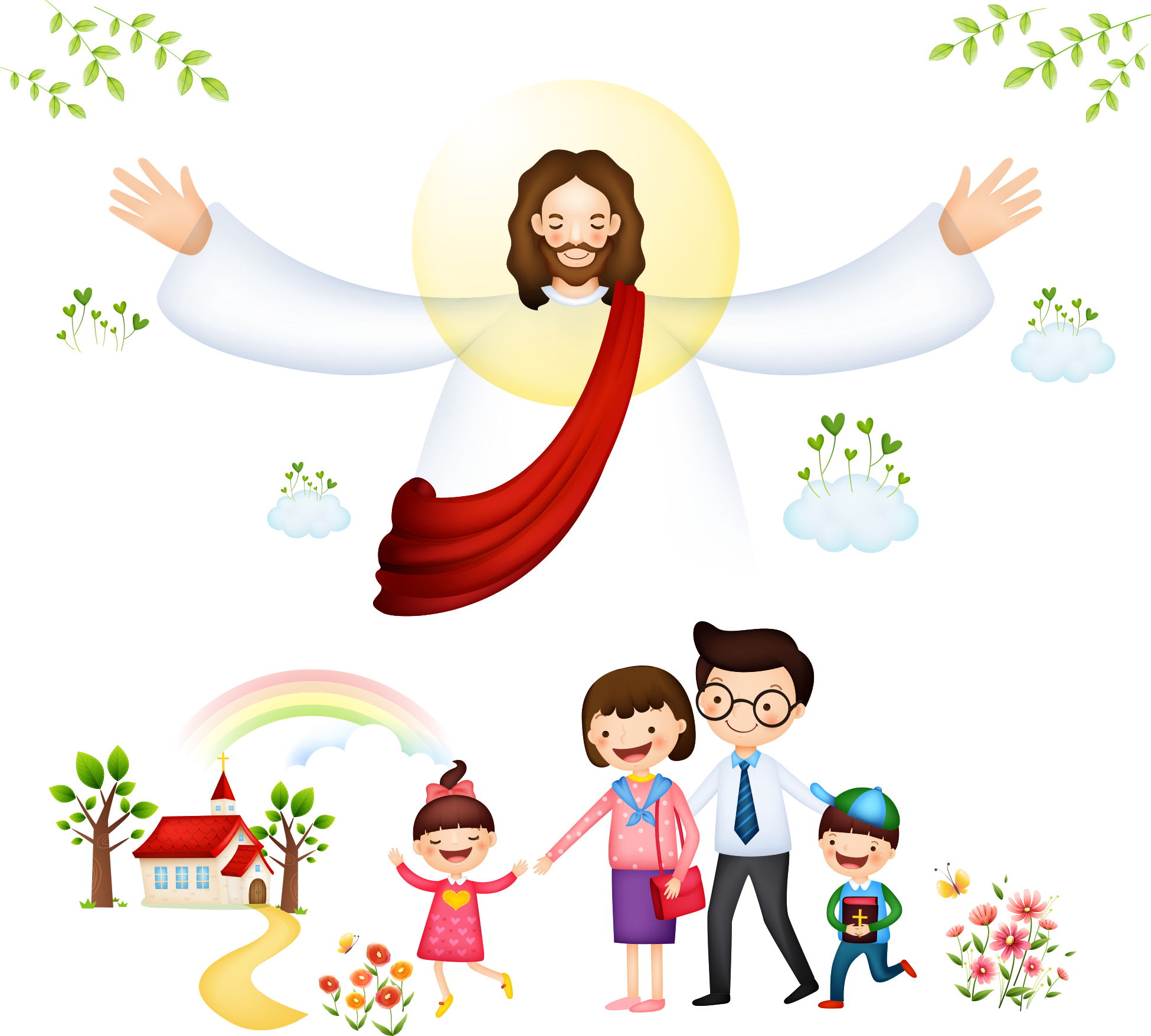 Bible Jesus Vector Christianity With Children Transparent PNG Image