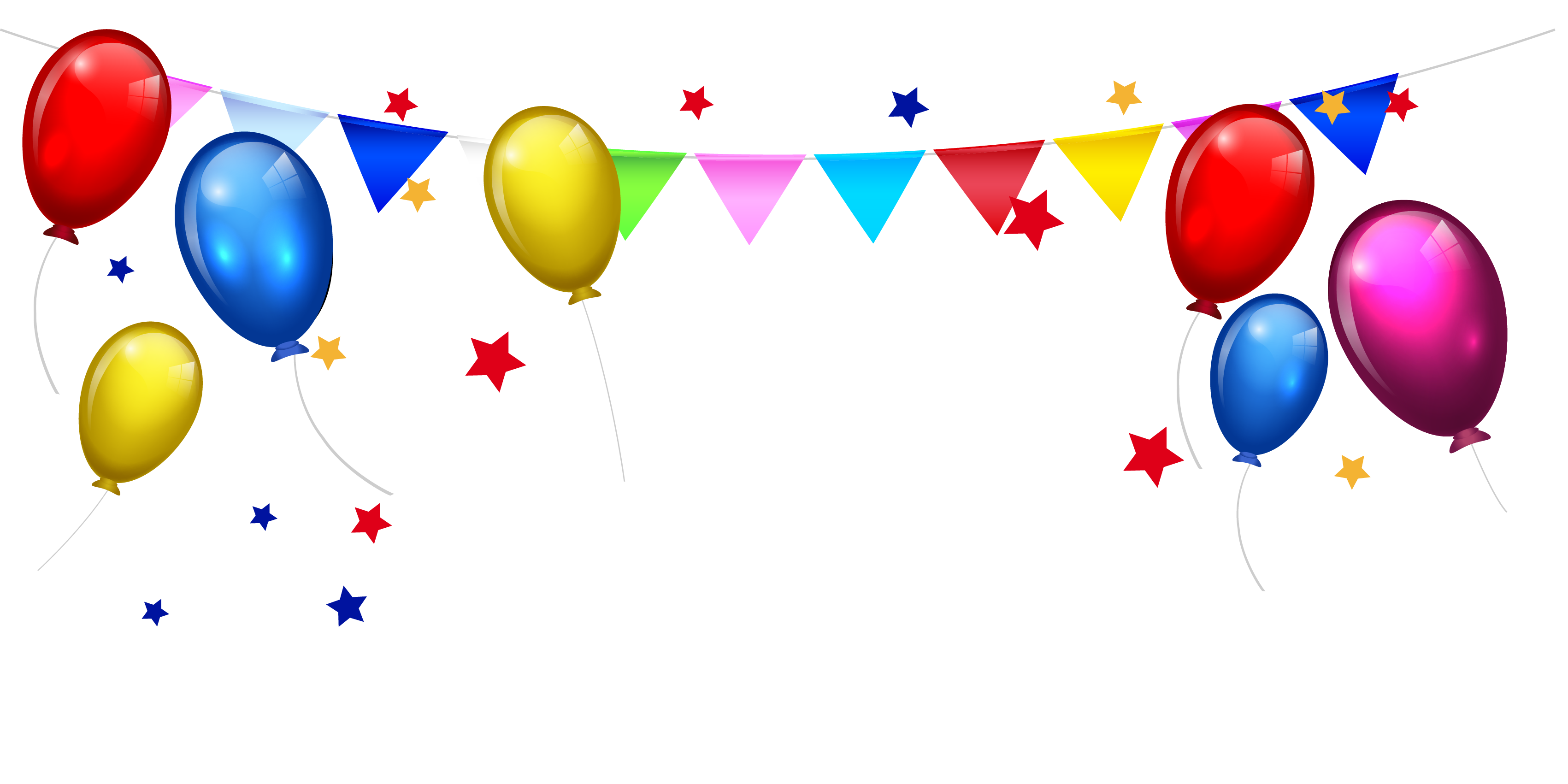 Bunting Balloon Birthday Stars Cake Border Cartoon Transparent PNG Image