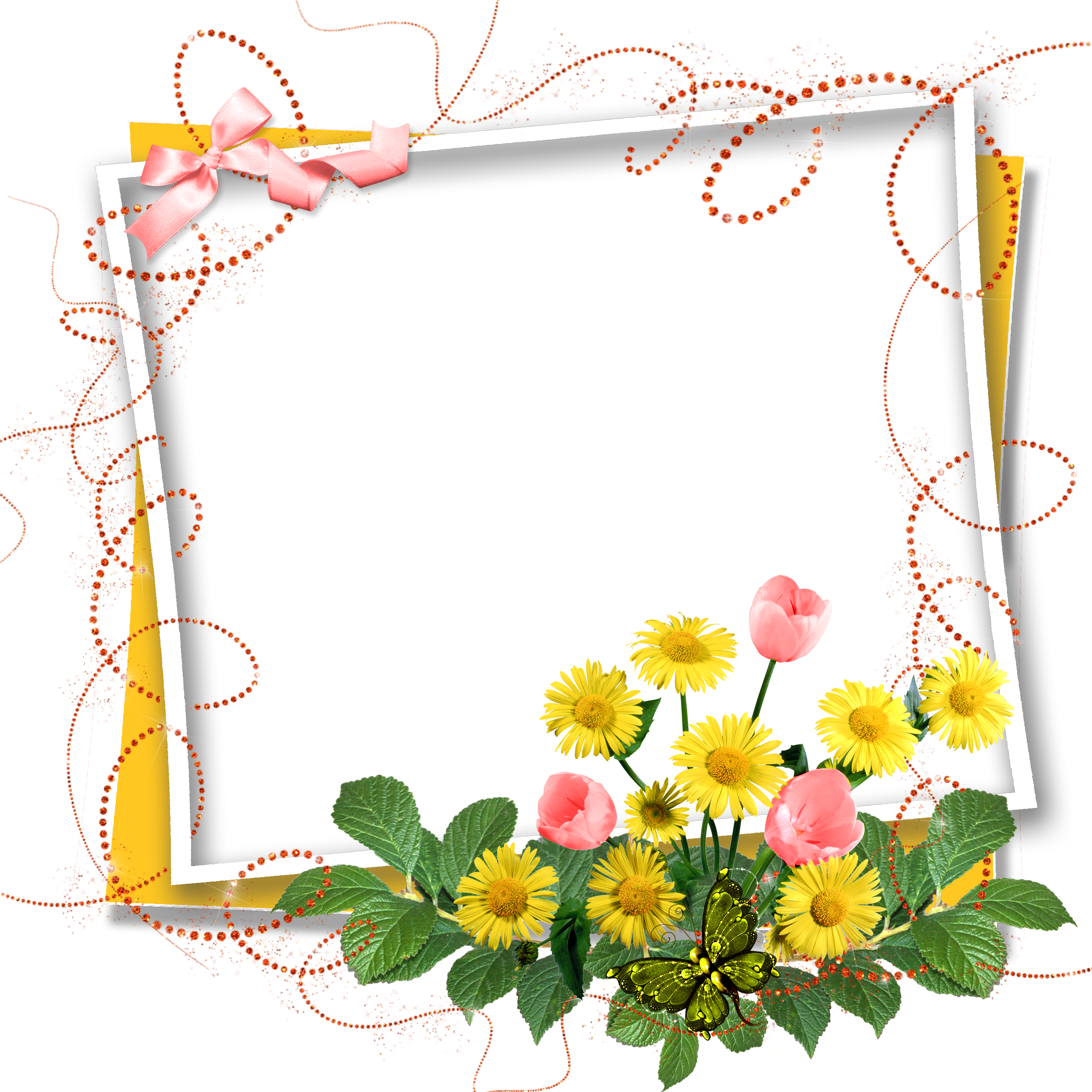 Flower Frame Greeting Note Birthday Cards Transparent PNG Image