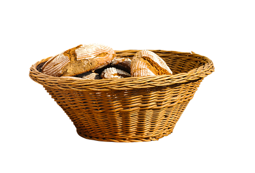 Basket Wicker Slices Wheat Bread Transparent PNG Image