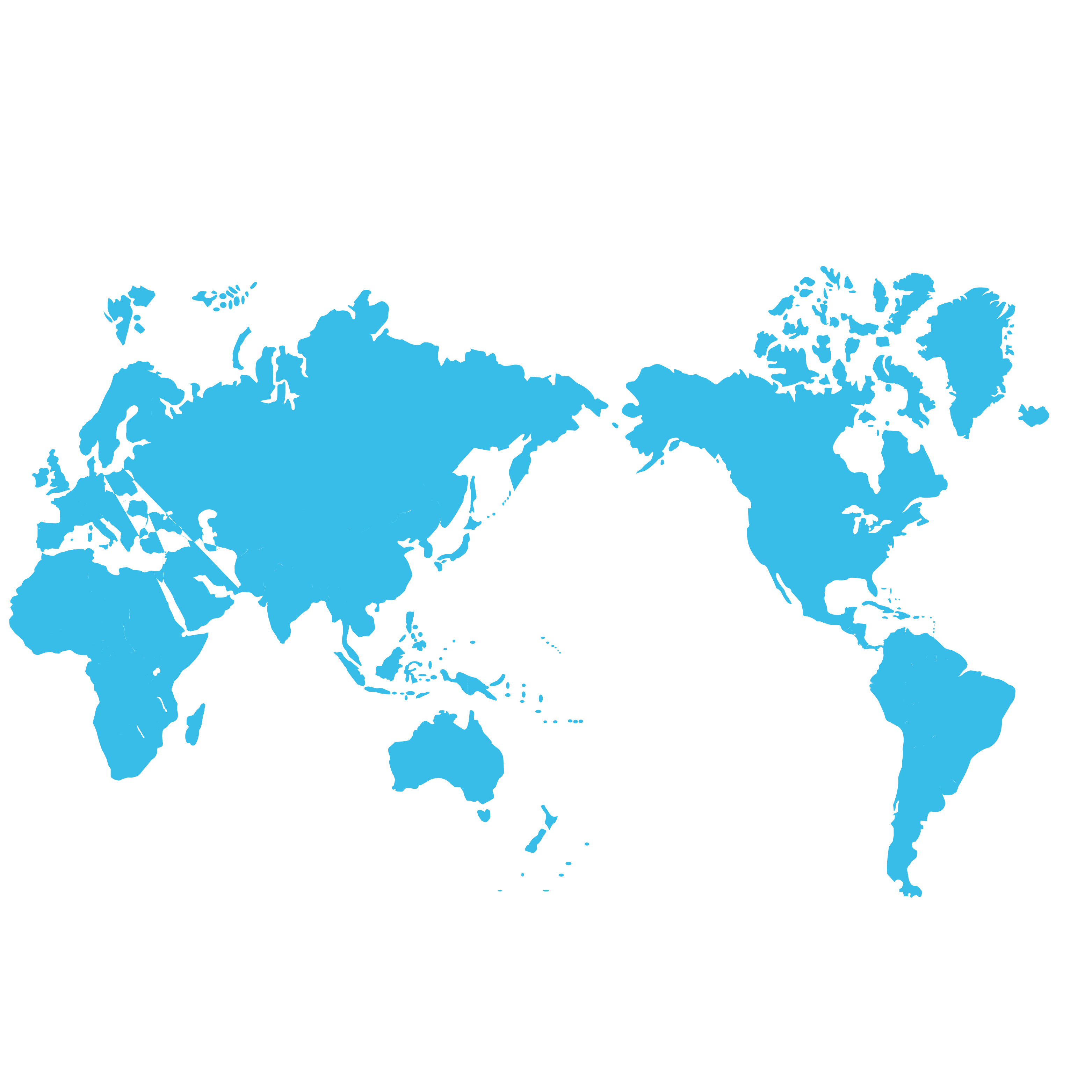 Blue Map Projection Miller Cylindrical World Transparent PNG Image