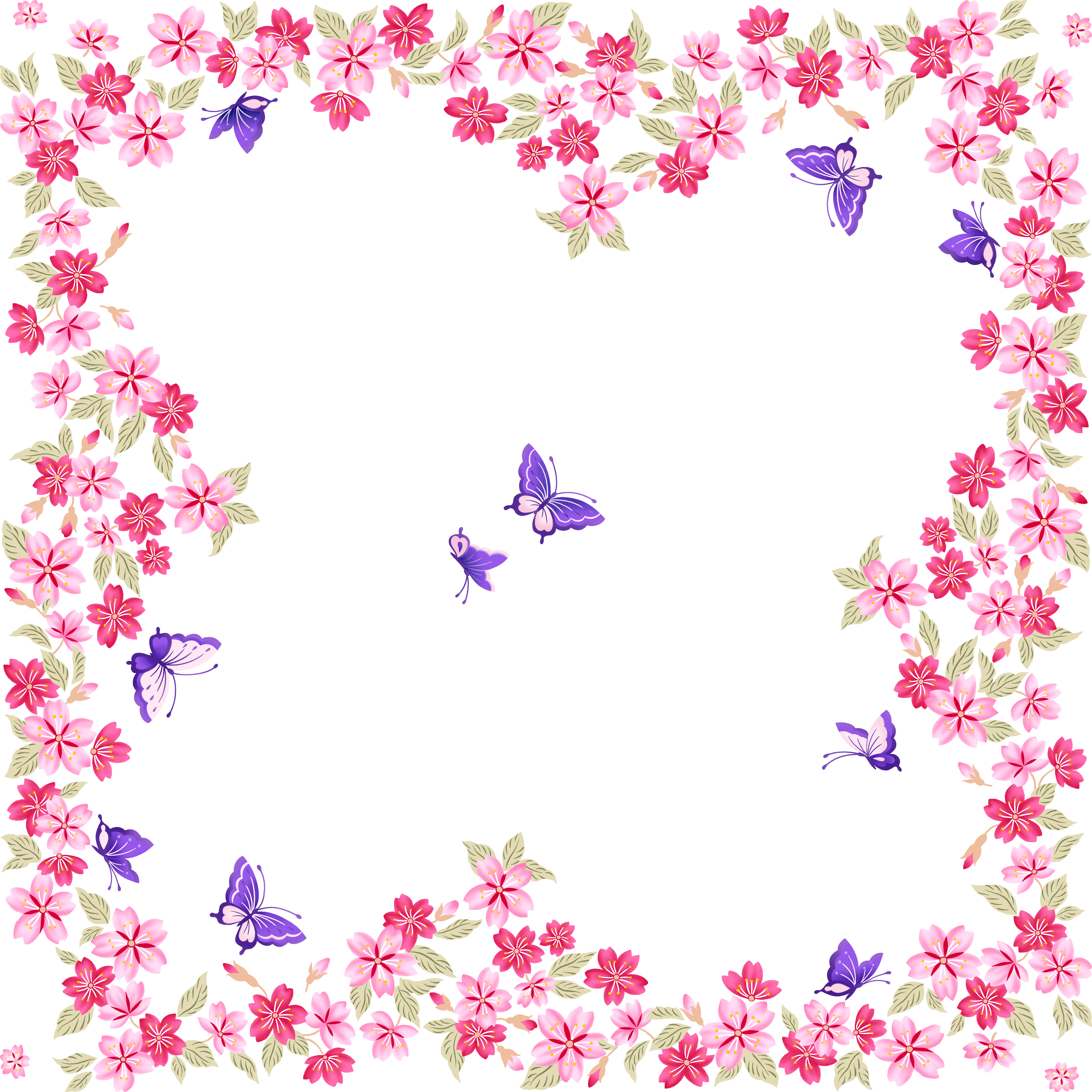 Butterfly Color Frame Pink Flower Free HQ Image Transparent PNG Image