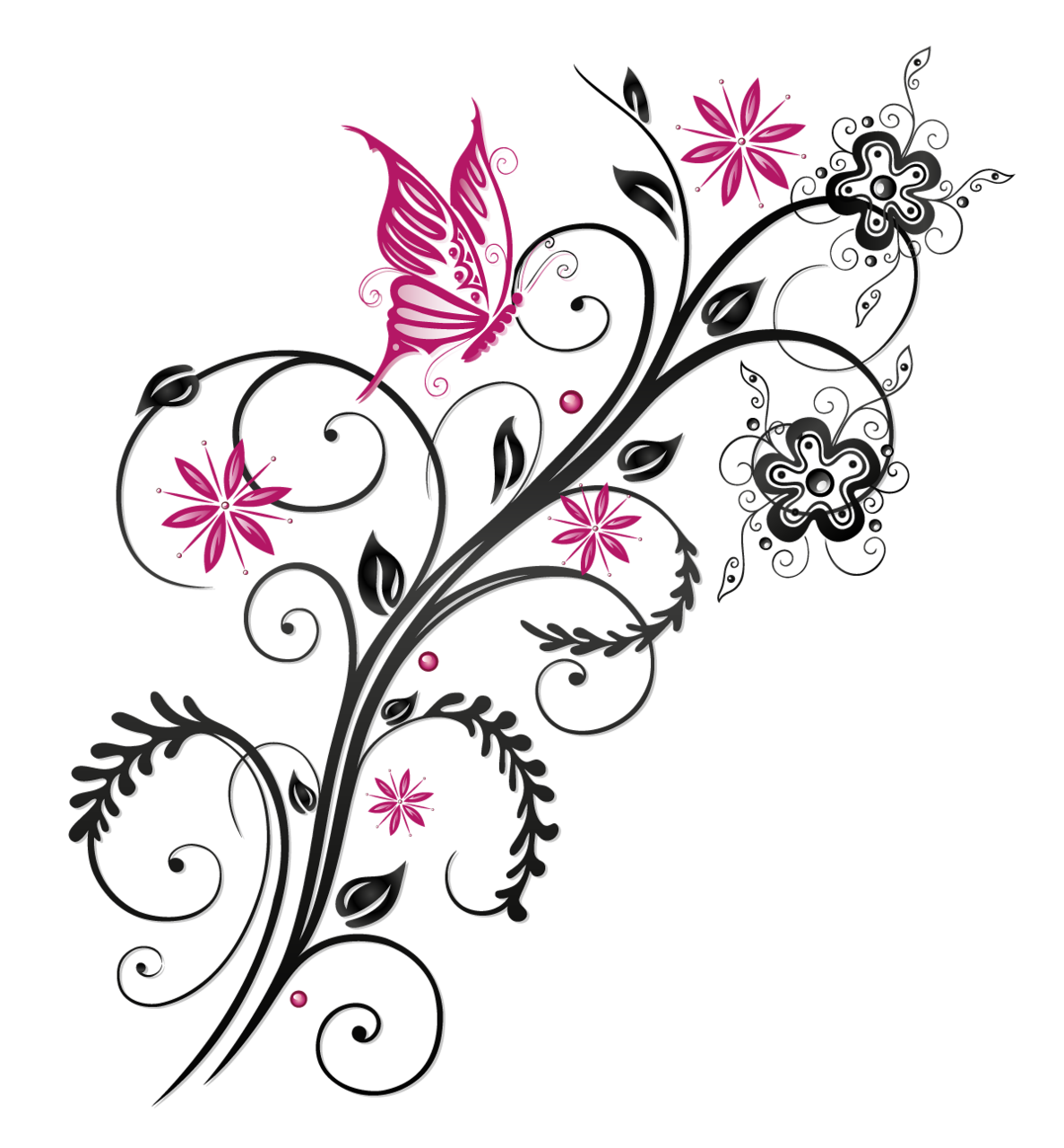 Butterfly Floral Flower Ornament PNG Download Free Transparent PNG Image