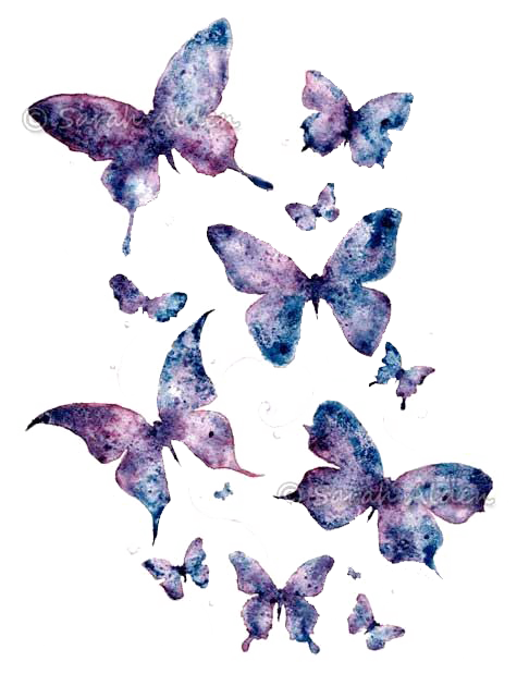 Butterfly Art Purple Watercolor Paper Painting Transparent PNG Image