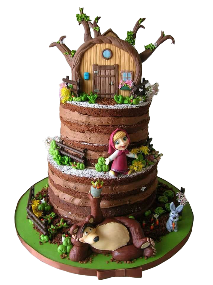 And High-Quality Masha Bear Cake The Transparent PNG Image