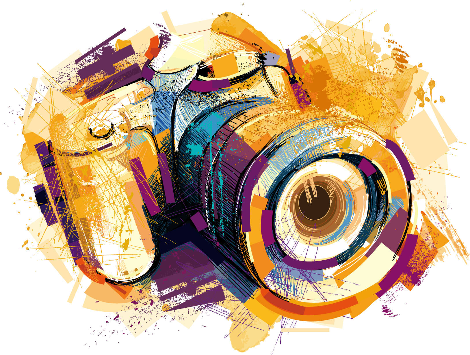 Camera Photography Watercolor Vector Effects Drawing Transparent PNG Image