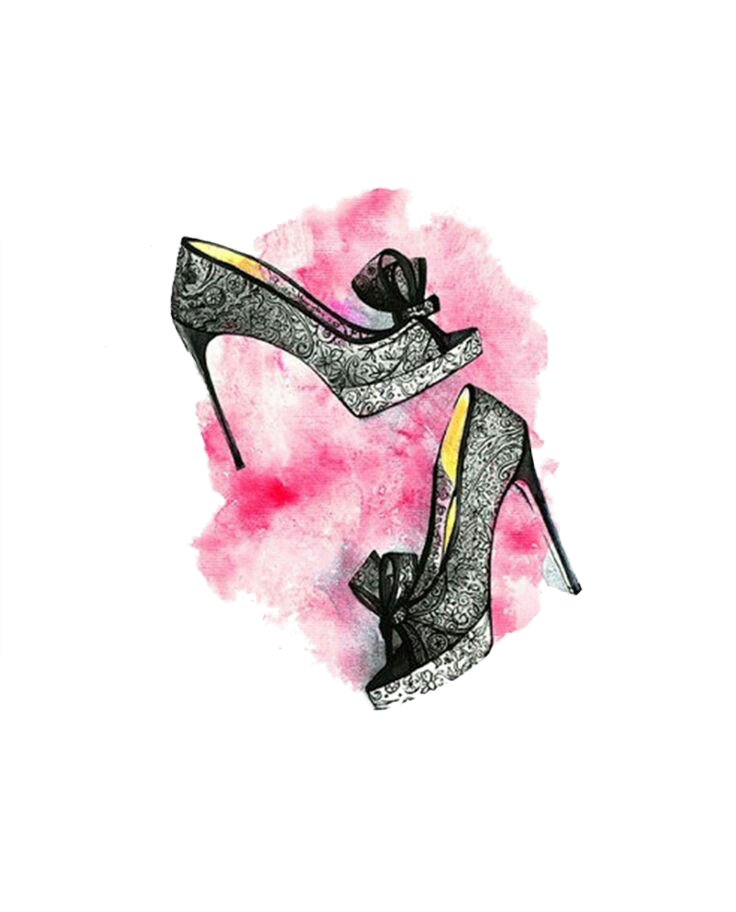 High Court Lace Chanel Watercolor Shoe Heels Transparent PNG Image