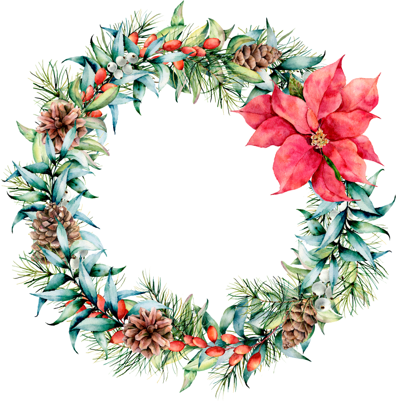 Watercolor Picture Wreath Christmas Free Download Image Transparent PNG Image