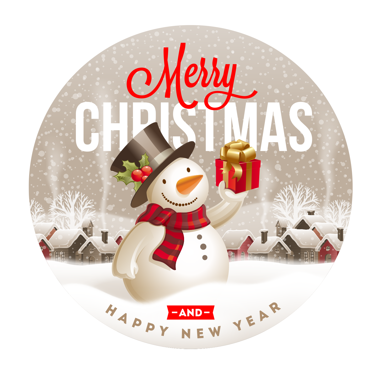 Snowman Cute Claus Label Santa Year Christmas Transparent PNG Image