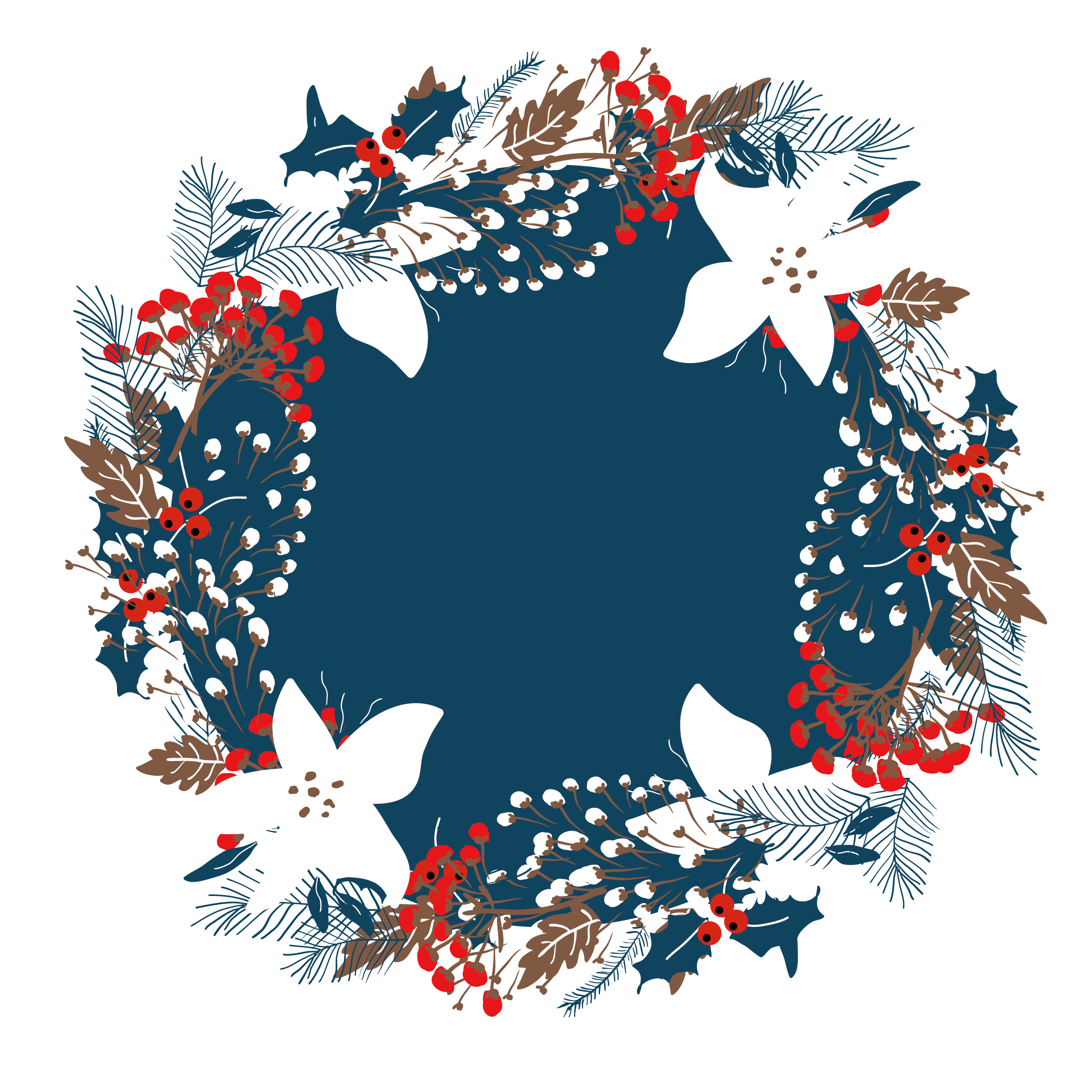 Beautiful Wreath Illustration Vector Border Christmas Transparent PNG Image