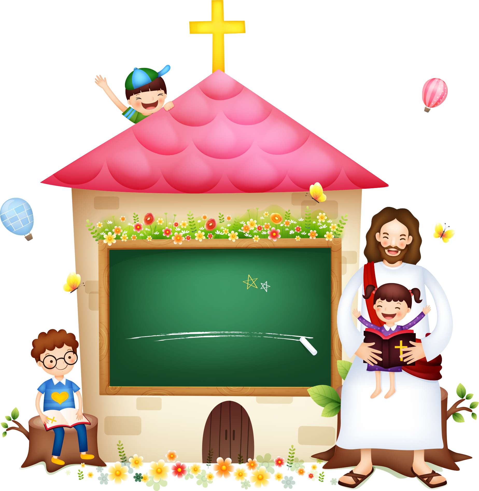 Bible Illustration Jesus Religion Christianity With Children Transparent PNG Image