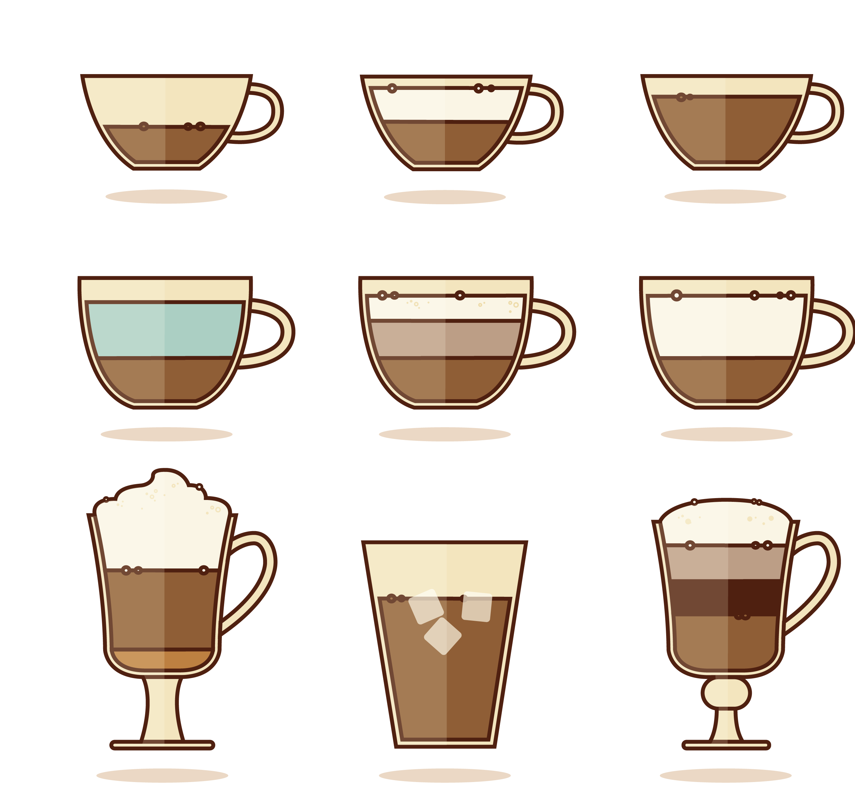 Coffee Mugs Cup Tea Iced Espresso Vector Transparent PNG Image