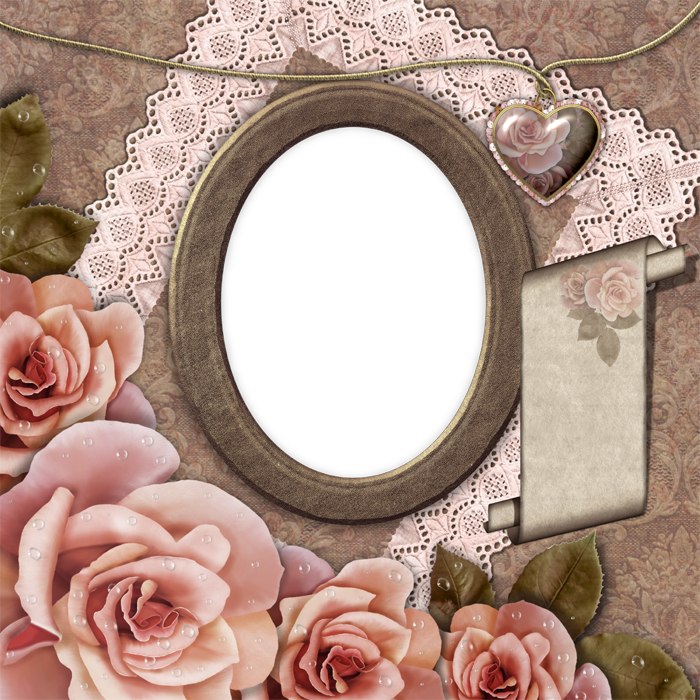 Pink Picture Flower Collage Frame Decoupage Mounted Transparent PNG Image