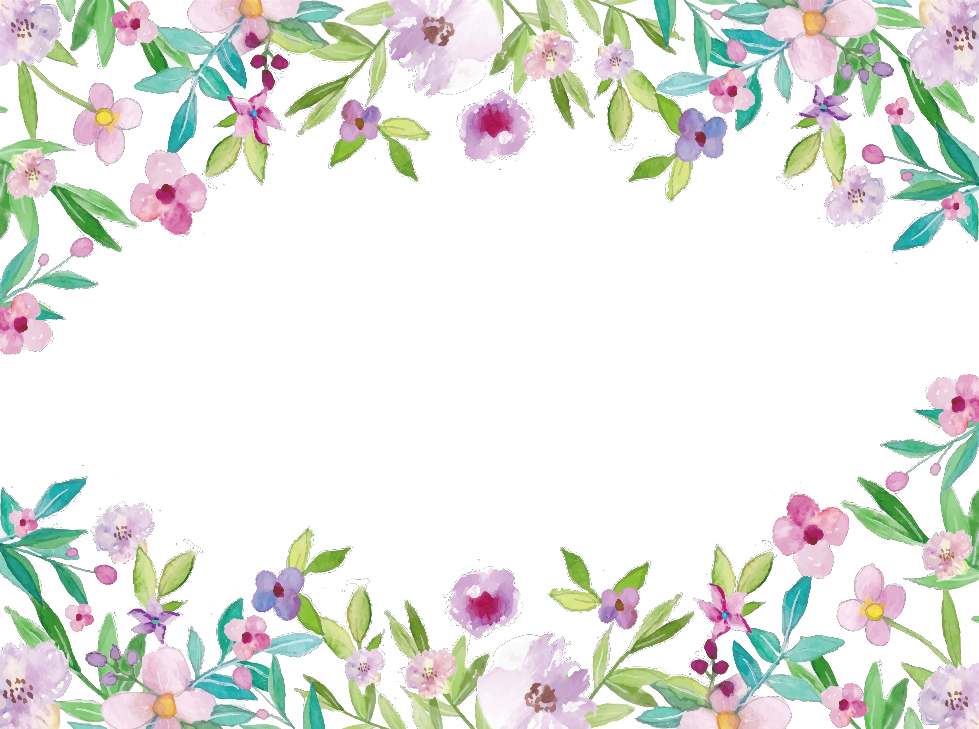 Watercolor Floral Frame Flower Picture Transparent PNG Image