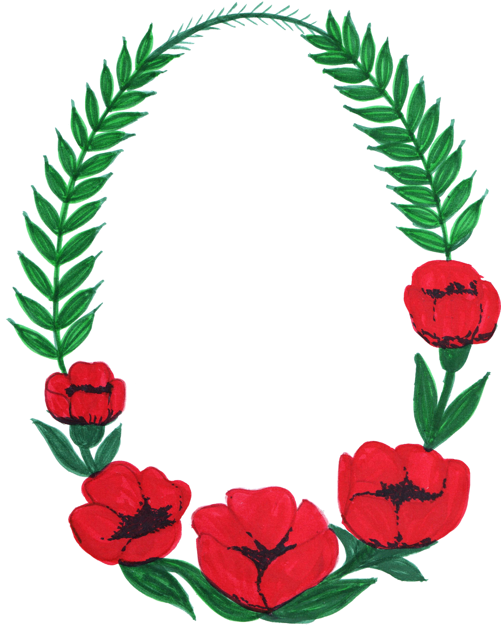 Oval Circle Flower Frame PNG File HD Transparent PNG Image