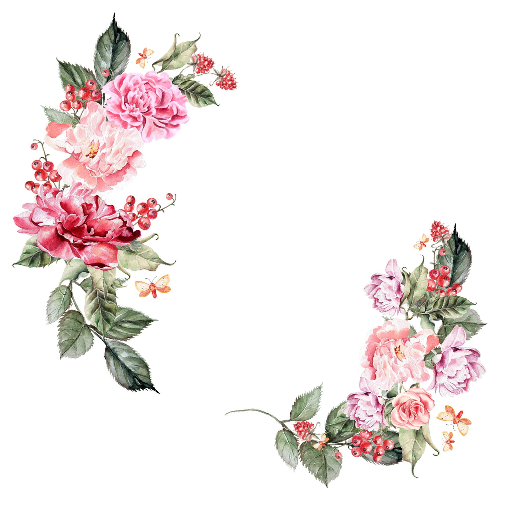 Pink Flowers Border Download HQ Transparent PNG Image