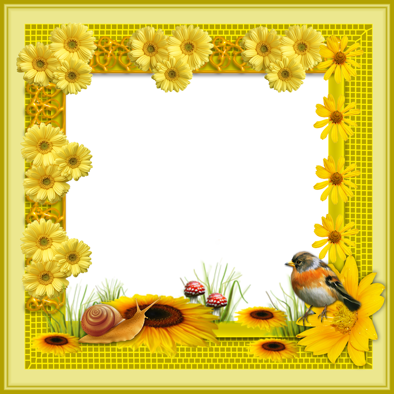 Frame Flowers Sunflower HD Image Free Transparent PNG Image