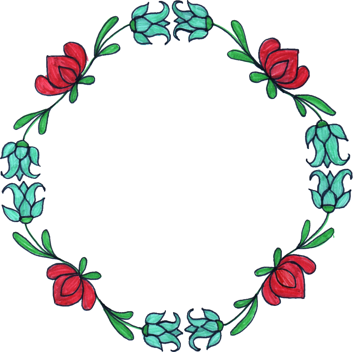 Floral Circle Border Drawing Frame Transparent PNG Image