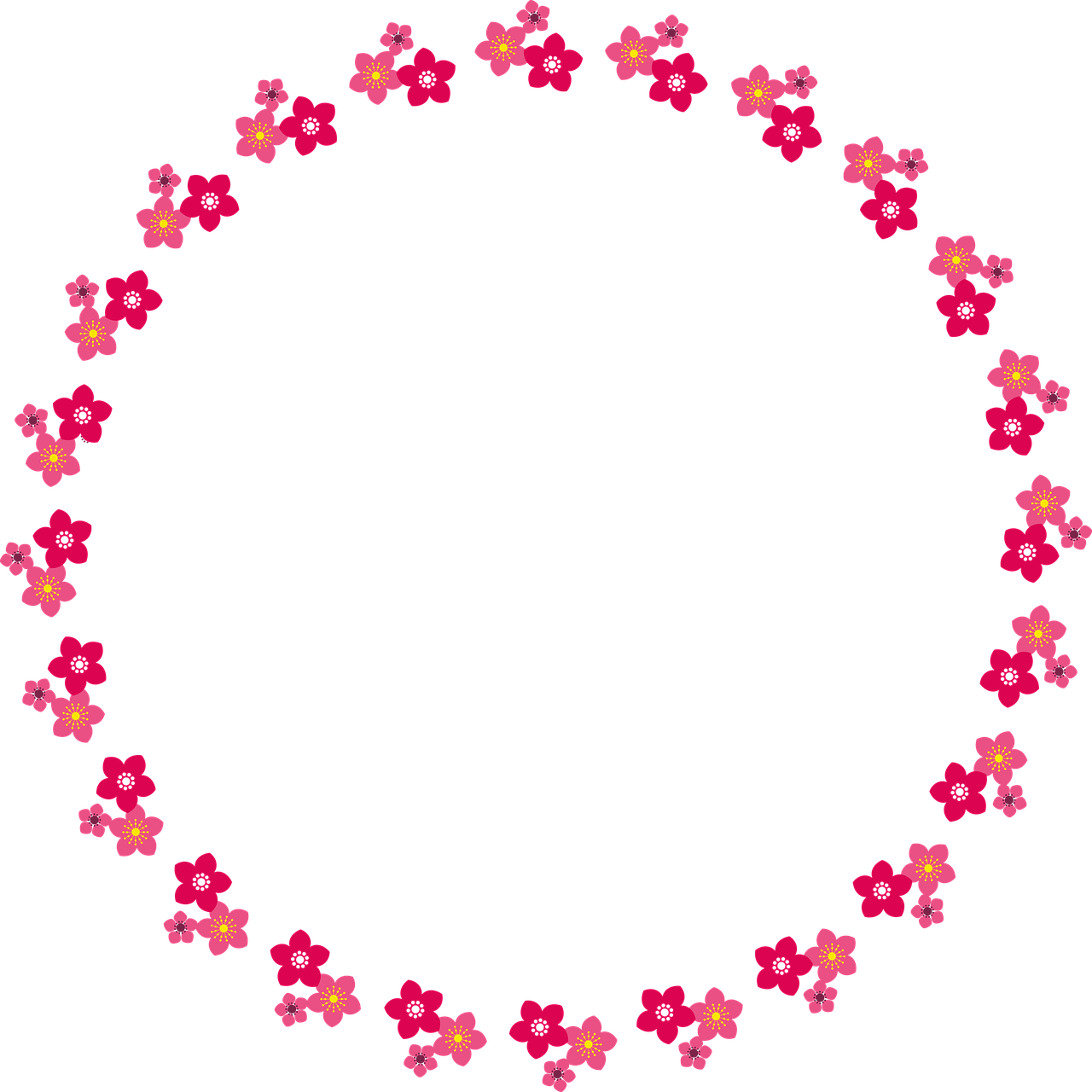 Pink Floral Circle Border Frame Transparent PNG Image